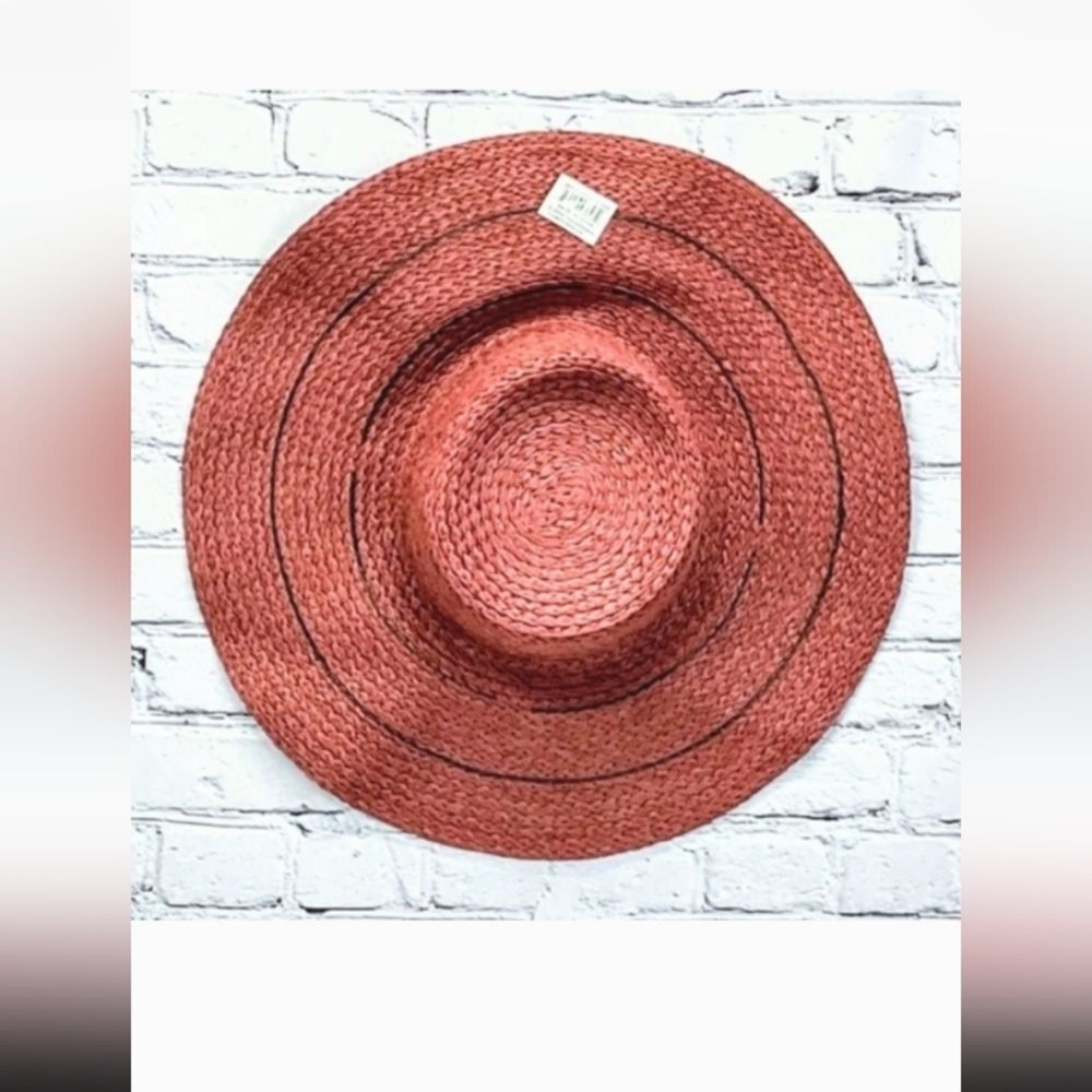 Wide-Brim Straw Sun Hat in Coral
